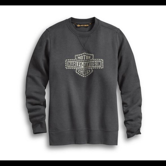 Harley-Davison Studded Logo Pullover Sweatshirt - Picture 1 of 6